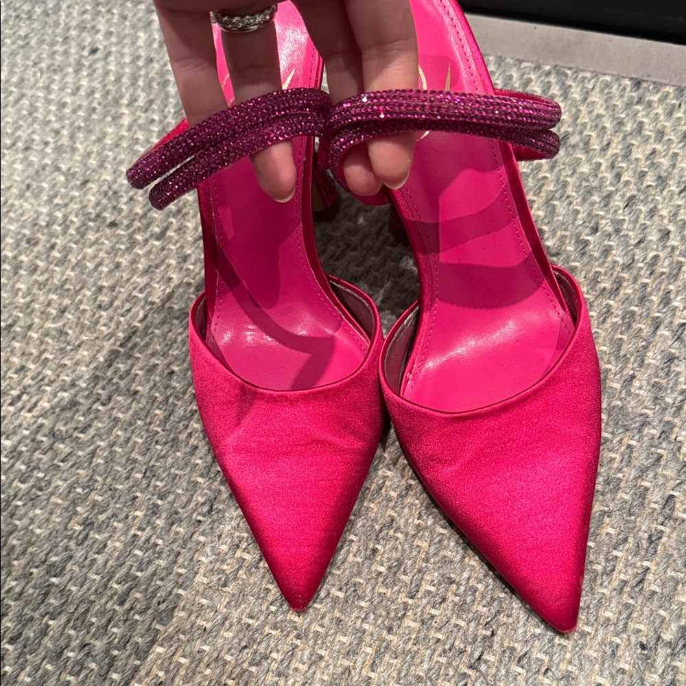 Sam Edelman Agustina Bold Bright Fuschia Sparkle Strap & Heel Size 7.5 - Picture 9 of 9